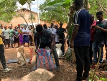 Training on Compost preparation by DIST. Extension officer at nyamebekye (2)