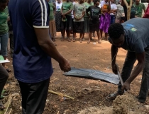 Training on Compost preparation by DIST. Extension officer at nyamebekye
